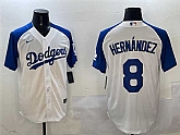 Men's Los Angeles Dodgers #8 Enrique Hernandez White Blue Cool Base Stitched Jersey,baseball caps,new era cap wholesale,wholesale hats
